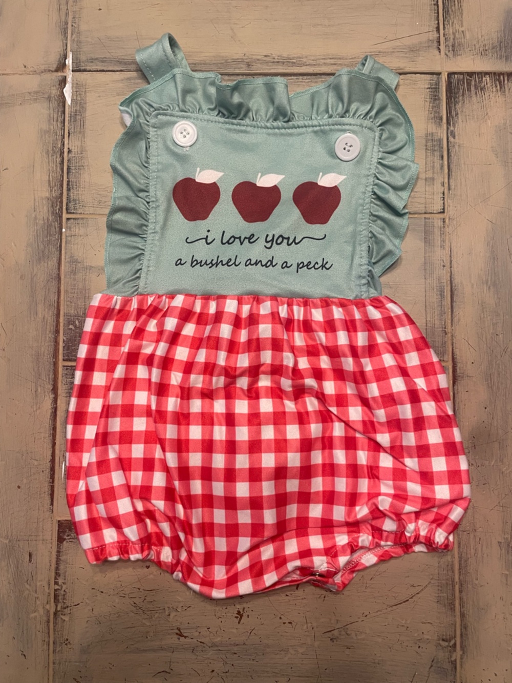 Kids Cherry Print Green & Red Gingham Dress